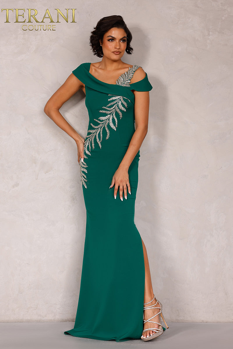 Terani Couture Sleek Mother Of The Bride Dress 2111M5289 - The Dress Outlet Emerald