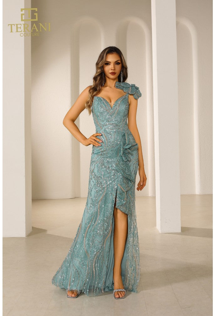 Prom Dresses Beaded Long Slit Fitted Formal Prom Dress Tiffany