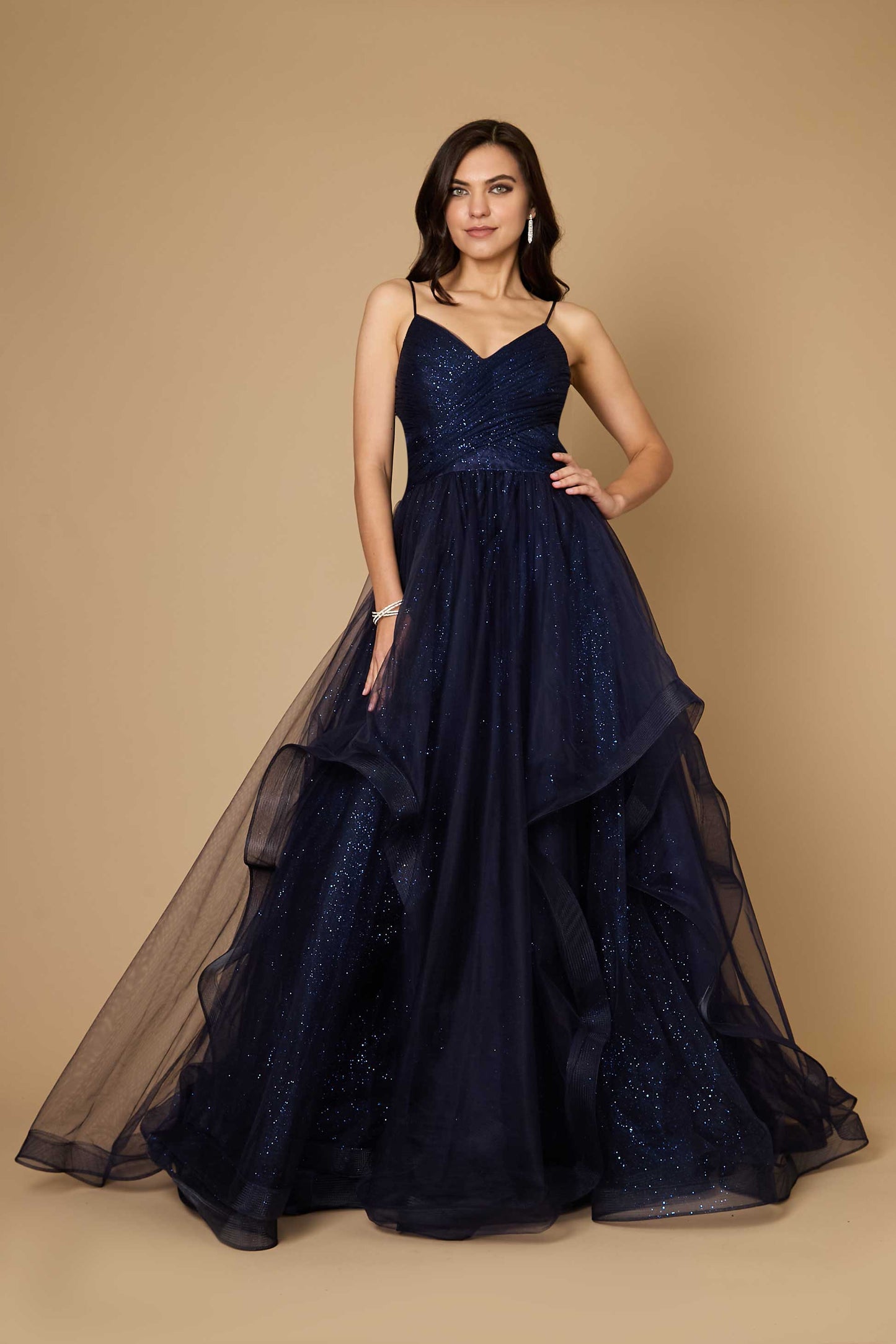 Sparkling Long Formal Ball Gown Navy