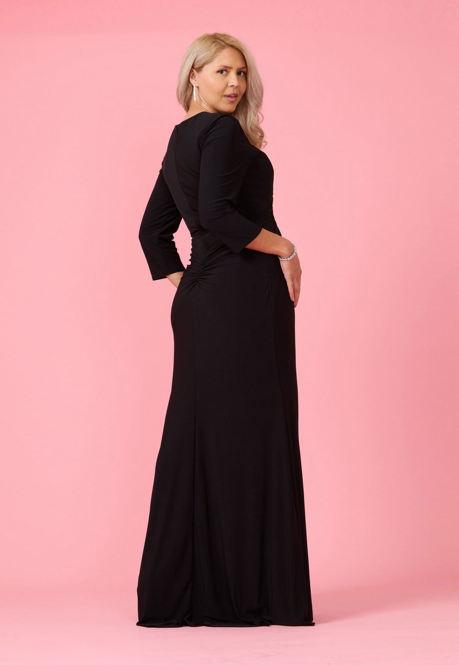 Formal Dresses Long Formal Stretch Evening Long Sleeve Dress Black