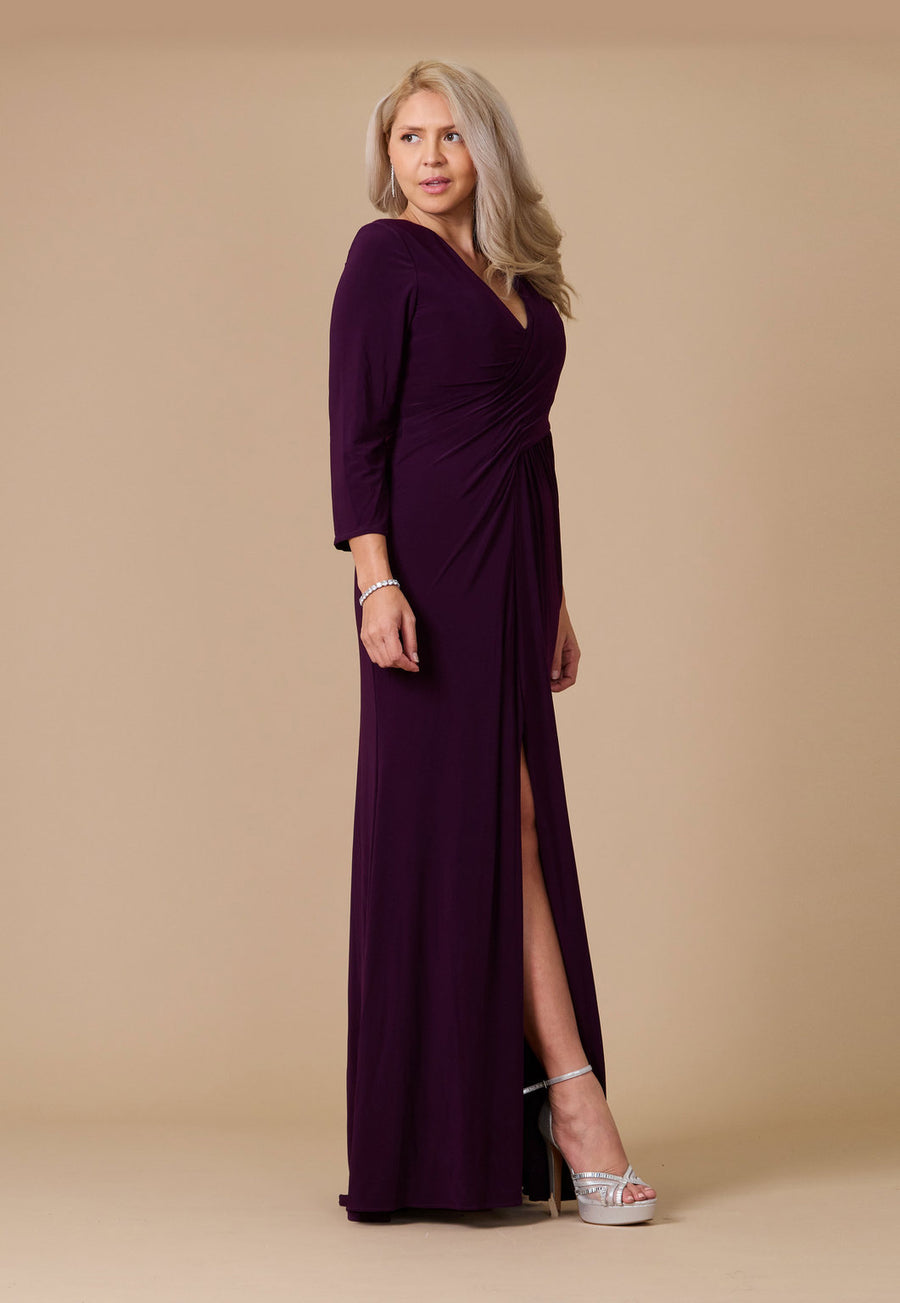 Formal Dresses Long Formal Stretch Evening Long Sleeve Dress Plum