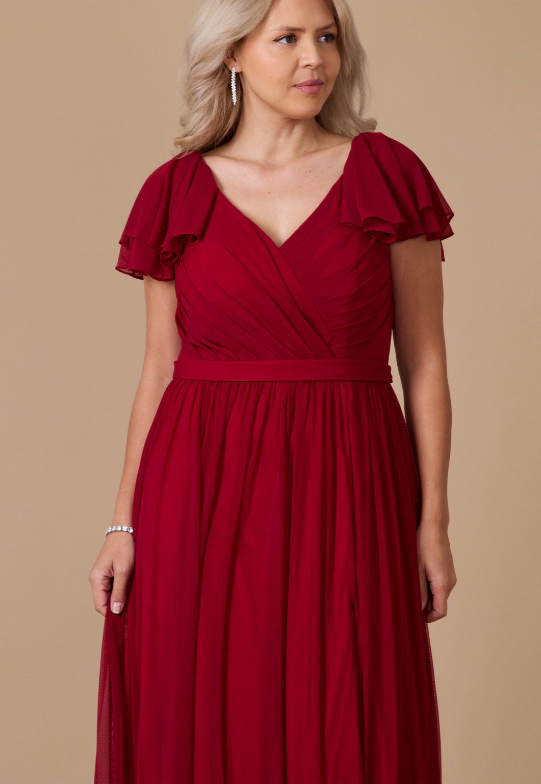 Formal Dresses Short Sleeve Formal Mother of the Bride Dress Burgundy