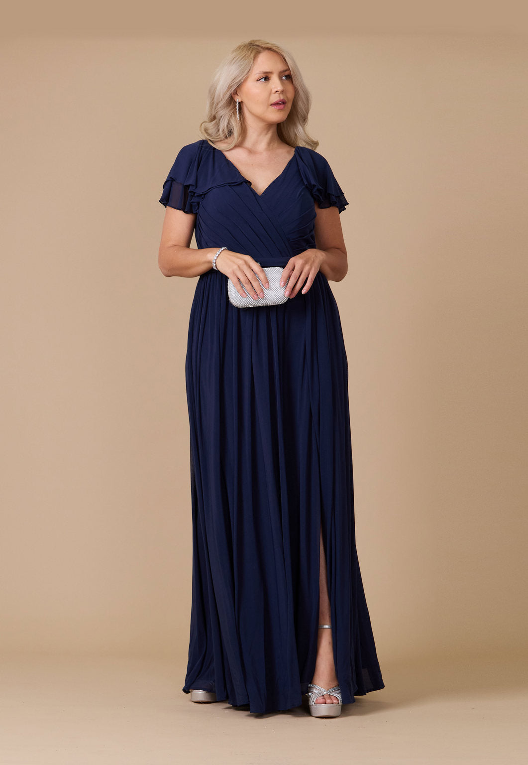 Formal Dresses Short Sleeve Formal Mother of the Bride Dress Navy