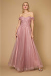 Long Off Shoulder Corset Formal Dress Mauve