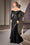 Long Sleeve Sequin Evening Gown Black