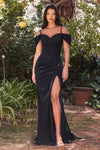 Formal Long Off Shoulder Prom Dress Black