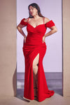 Off Shoulder Long Plus Size Evening Dress Red